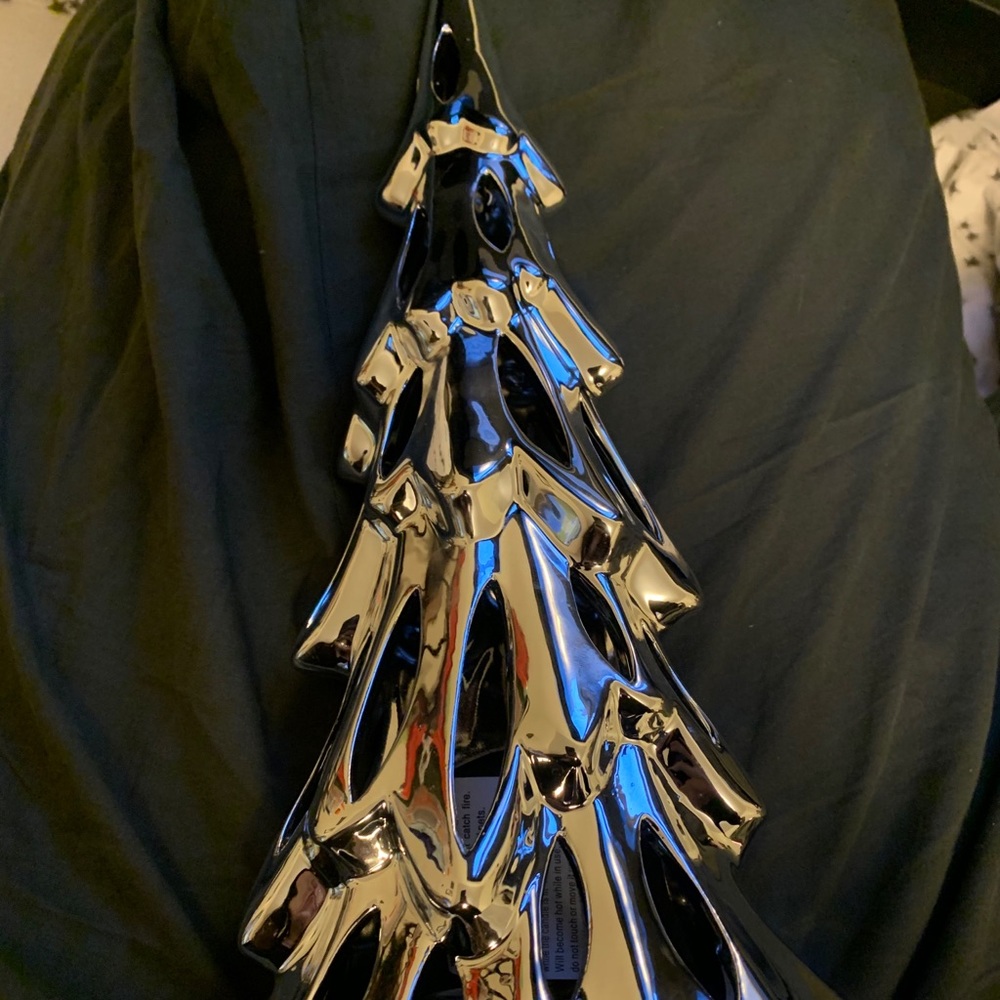 Silver Christmas Tree Candle Holder